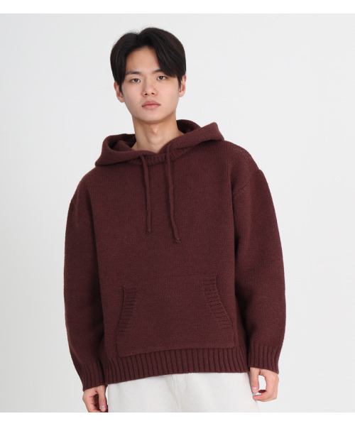 BUTTON SEOUL(ボタンソウル)の「フードラウンドミックスニット(ブラウン)(ニット/セーター・メンズ・その他・L/XL)」の2枚目の写真