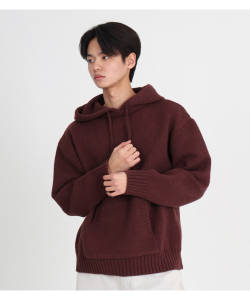 BUTTON SEOUL(ボタンソウル)の「フードラウンドミックスニット(ブラウン)(ニット/セーター・メンズ・その他・L/XL)」の3枚目の写真