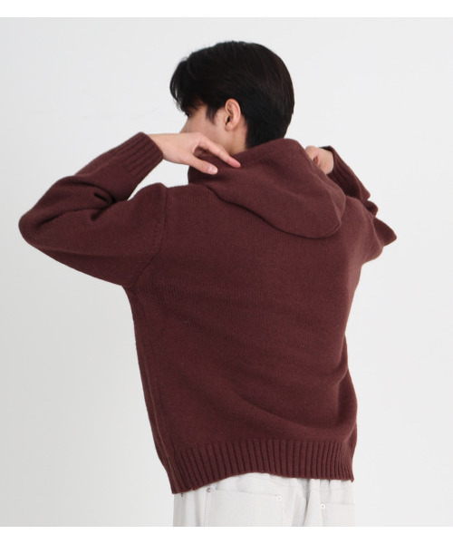 BUTTON SEOUL(ボタンソウル)の「フードラウンドミックスニット(ブラウン)(ニット/セーター・メンズ・その他・L/XL)」の5枚目の写真