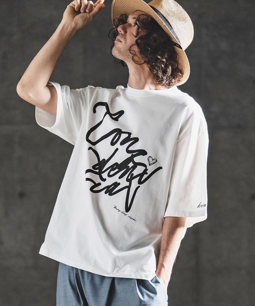 GLIMCLAP(グリムクラップ)の「mt10461- Abstract Art Print T-shirt プリントTシャツ(202-059-gls-cg)(Tシャツ/カットソー・メンズ・ホワイト/ブラック・S/M/L)」の3枚目の写真