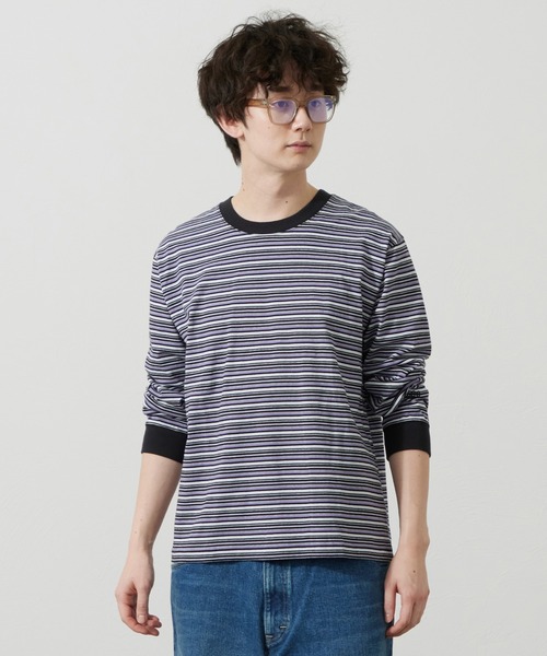 Lee（リー）の「Lee/リー ボーダーロングスリーブTシャツ（Tシャツ/カットソー・メンズ・パープル/オレンジ/チャコール・SMALL/MEDIUM/LARGE）」の17枚目の写真