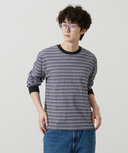 Lee（リー）の「Lee/リー ボーダーロングスリーブTシャツ（Tシャツ/カットソー・メンズ・パープル/オレンジ/チャコール・SMALL/MEDIUM/LARGE）」の18枚目の写真