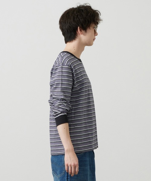 Lee（リー）の「Lee/リー ボーダーロングスリーブTシャツ（Tシャツ/カットソー・メンズ・パープル/オレンジ/チャコール・SMALL/MEDIUM/LARGE）」の20枚目の写真