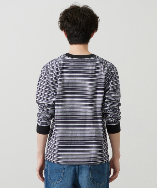 Lee（リー）の「Lee/リー ボーダーロングスリーブTシャツ（Tシャツ/カットソー・メンズ・パープル/オレンジ/チャコール・SMALL/MEDIUM/LARGE）」の21枚目の写真