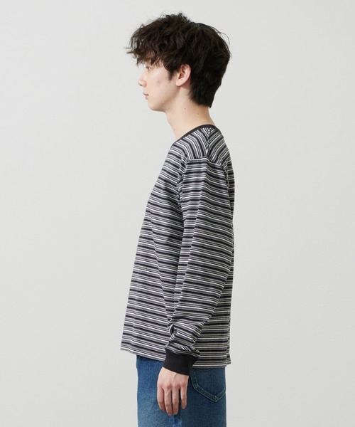 Lee（リー）の「Lee/リー ボーダーロングスリーブTシャツ（Tシャツ/カットソー・メンズ・パープル/オレンジ/チャコール・SMALL/MEDIUM/LARGE）」の7枚目の写真
