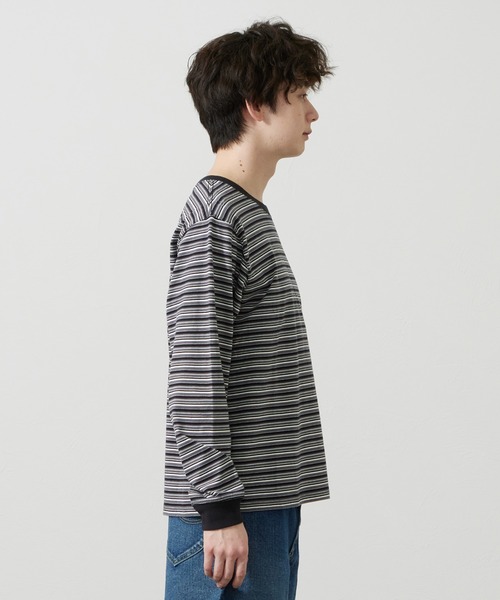 Lee（リー）の「Lee/リー ボーダーロングスリーブTシャツ（Tシャツ/カットソー・メンズ・パープル/オレンジ/チャコール・SMALL/MEDIUM/LARGE）」の8枚目の写真