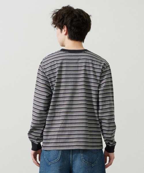 Lee（リー）の「Lee/リー ボーダーロングスリーブTシャツ（Tシャツ/カットソー・メンズ・パープル/オレンジ/チャコール・SMALL/MEDIUM/LARGE）」の9枚目の写真