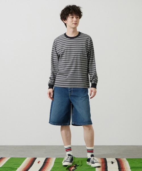 Lee（リー）の「Lee/リー ボーダーロングスリーブTシャツ（Tシャツ/カットソー・メンズ・パープル/オレンジ/チャコール・SMALL/MEDIUM/LARGE）」の12枚目の写真