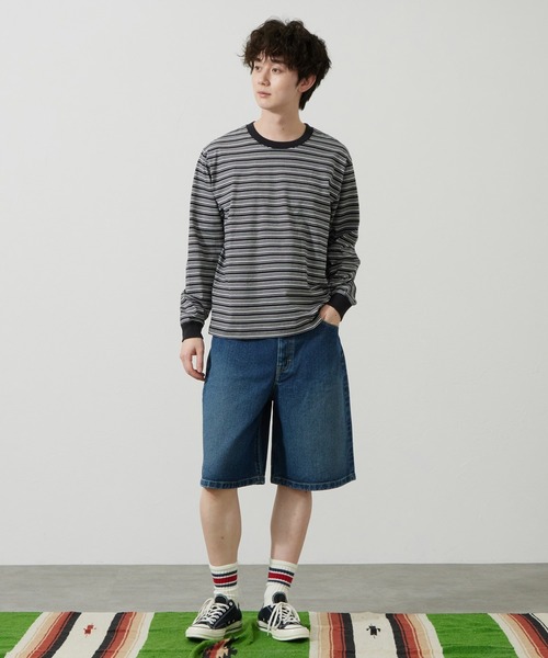 Lee（リー）の「Lee/リー ボーダーロングスリーブTシャツ（Tシャツ/カットソー・メンズ・パープル/オレンジ/チャコール・SMALL/MEDIUM/LARGE）」の13枚目の写真