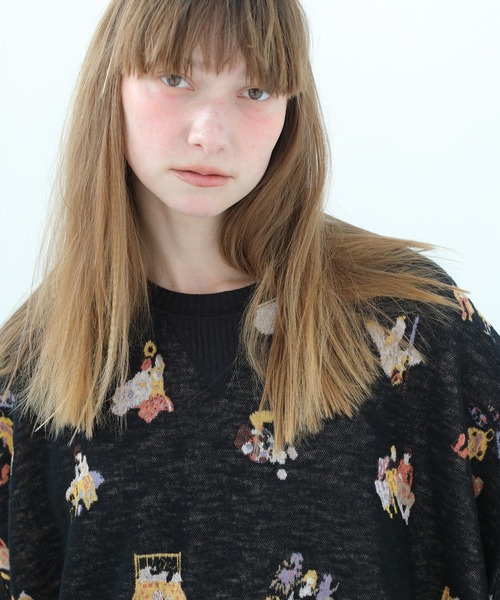 bedsidedrama（ベットサイドドラマ）の「Twenty Night JQ Pulover（ニット/セーター・レディース・グレー/ブラック・2/1）」の3枚目の写真