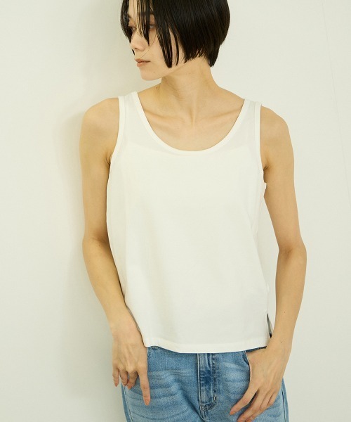 VICKY(ビッキー)の「接触冷感 タンクトップ(タンクトップ・レディース・ブルー/オフホワイト/ブラック/オレンジ・M)」の2枚目の写真