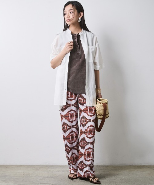 CHIC STYLE（シックスタイル）の「ヘンリーネックタンクトップ＜大きいサイズ有＞シックスタイル（キャミソール・レディース・スミクロ/ブラウン・5L/4L/3L/LL/L/M）」の9枚目の写真