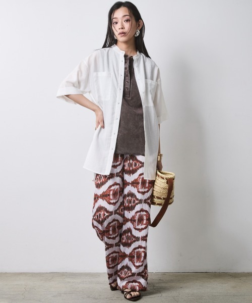CHIC STYLE（シックスタイル）の「ヘンリーネックタンクトップ＜大きいサイズ有＞シックスタイル（キャミソール・レディース・スミクロ/ブラウン・5L/4L/3L/LL/L/M）」の10枚目の写真