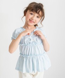 BRANSHES（ブランシェス）の「ギンガムブラウス風Tシャツ（Tシャツ/カットソー）」