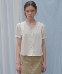 Ruffle lace blouse [KNSS07BL03]_Ivory