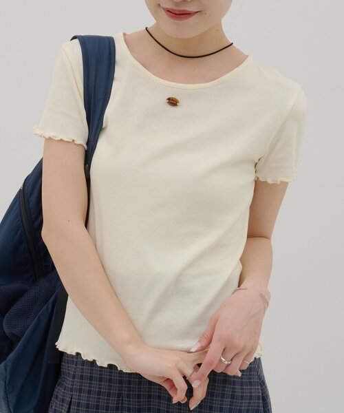 DISCOAT（ディスコート）の「【umm.】ロゴプレート半袖Tシャツ（Tシャツ/カットソー・レディース・サックスブルー/アイボリー/グレー・FREE）」の5枚目の写真