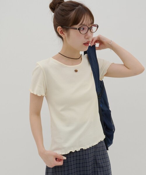 DISCOAT（ディスコート）の「【umm.】ロゴプレート半袖Tシャツ（Tシャツ/カットソー・レディース・サックスブルー/アイボリー/グレー・FREE）」の9枚目の写真