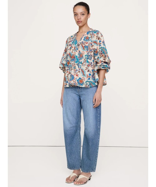 Banana Republic(バナナリパブリック)の「軽量コットン スプリットネックトップ(シャツ/ブラウス・レディース・ブルー/ブラック・XS/S/M/L)」の3枚目の写真