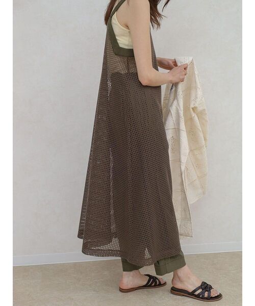 FIKA.(フィーカ)の「Bicolor mesh onpiece(ワンピース・レディース・ベージュ/カーキ/ブラック・FREE)」の5枚目の写真