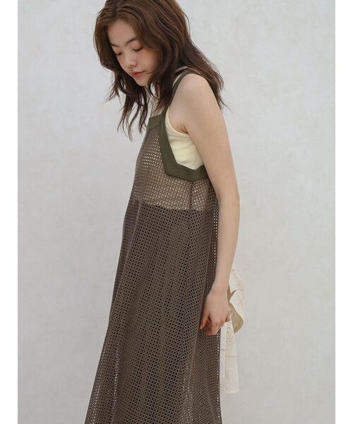 FIKA.(フィーカ)の「Bicolor mesh onpiece(ワンピース・レディース・ベージュ/カーキ/ブラック・FREE)」の7枚目の写真