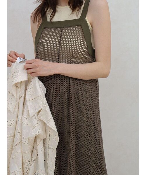 FIKA.(フィーカ)の「Bicolor mesh onpiece(ワンピース・レディース・ベージュ/カーキ/ブラック・FREE)」の8枚目の写真