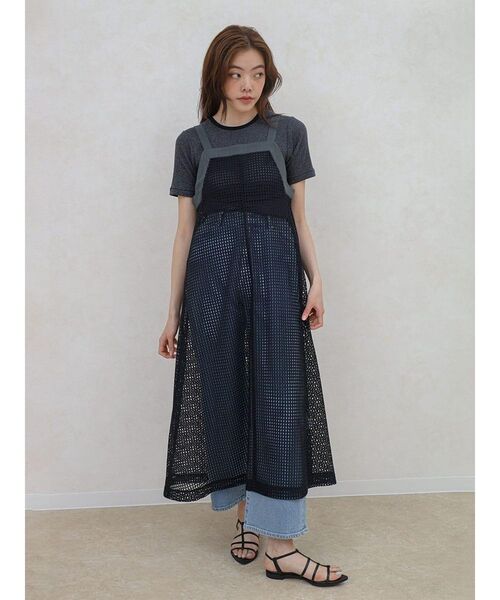 FIKA.(フィーカ)の「Bicolor mesh onpiece(ワンピース・レディース・ベージュ/カーキ/ブラック・FREE)」の2枚目の写真