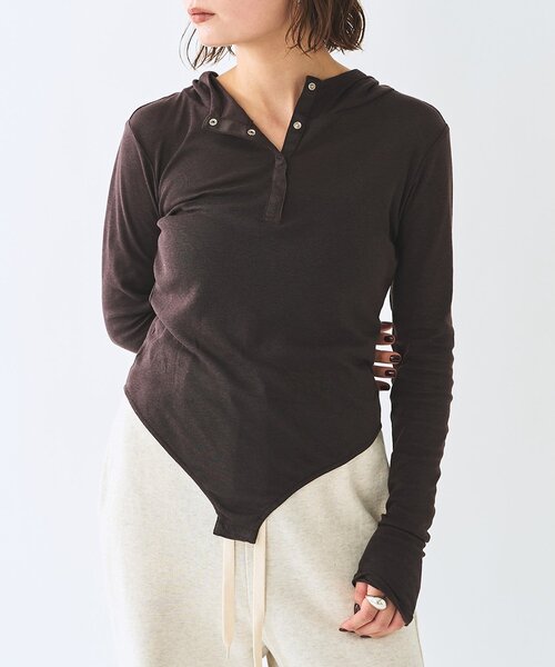 Whim Gazette（ウィムガゼット）の「＜WEB限定＞【Nuition】ボディスーツ（Tシャツ/カットソー・レディース・グレー/ブラウン・FREE）」の16枚目の写真