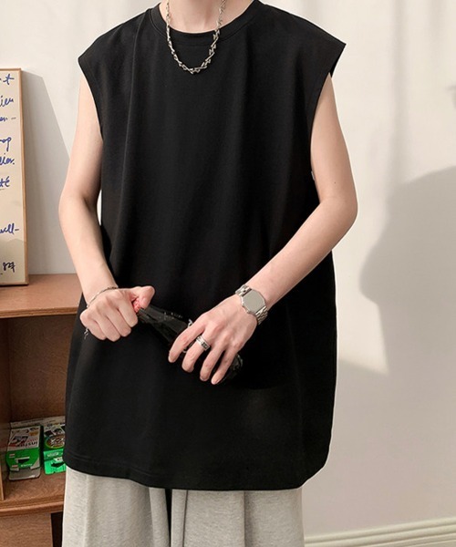 KELVIN(ケルヴァン)の「No Sleeve Oversized T-Shirt ノースリーブオーバーサイズTシャツ(Tシャツ/カットソー・メンズ・ホワイト/ブラック・LARGE/MEDIUM)」の14枚目の写真