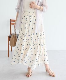 ボタニカルプリントデザインスカート