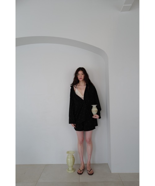 TRUNC(トランクエイティーエイト)の「Dot Print Tie Oversized Shirt / ドットプリントタイオーバーシャツ(シャツ/ブラウス・レディース・ブラック・FREE)」の4枚目の写真
