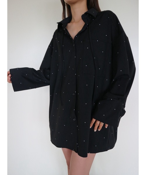 TRUNC(トランクエイティーエイト)の「Dot Print Tie Oversized Shirt / ドットプリントタイオーバーシャツ(シャツ/ブラウス・レディース・ブラック・FREE)」の8枚目の写真
