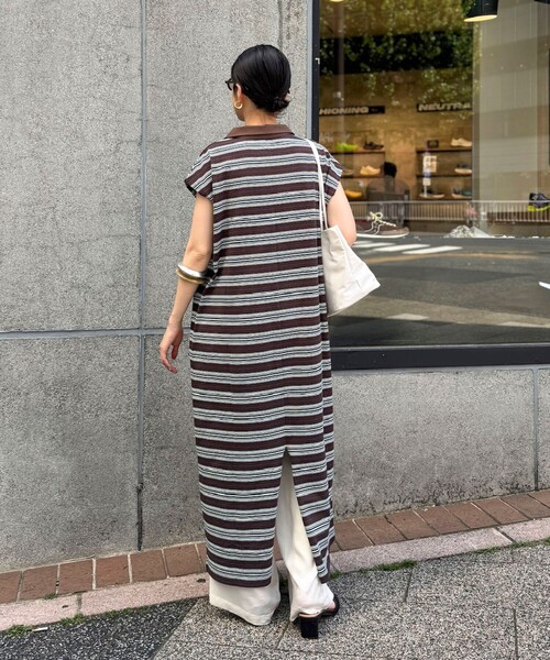 MAQWEL(マクウェル)の「【MAQWEL/マクウェル】ウォッシャブルマルチボーダースキッパーワンピース(ワンピース・レディース・ブルー系その他3/ベージュ系その他3・FREE)」の4枚目の写真
