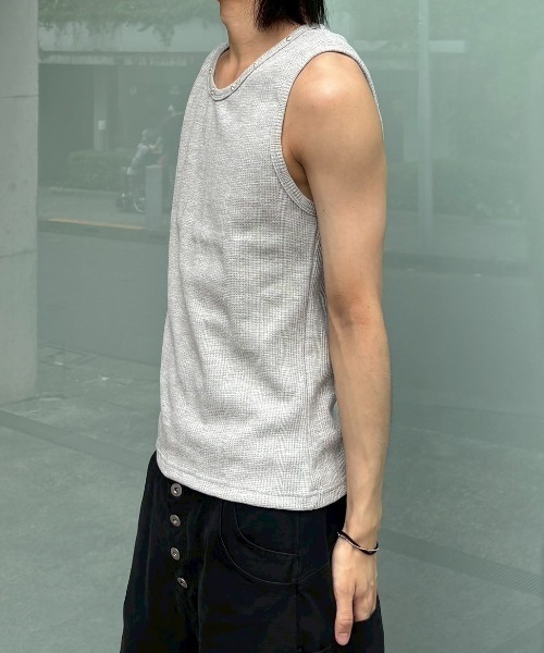 Never mind the XU / Chikashitsu+(ネバーマインド ザ エックスユー / チカシツプラス)の「【nmtc+】Studded Rib Tank Top / 【エヌエムティーシープラス】スタッズリブタンクトップ(タンクトップ・メンズ・ブラック/ホワイト/グレー・ONE SIZE)」の20枚目の写真