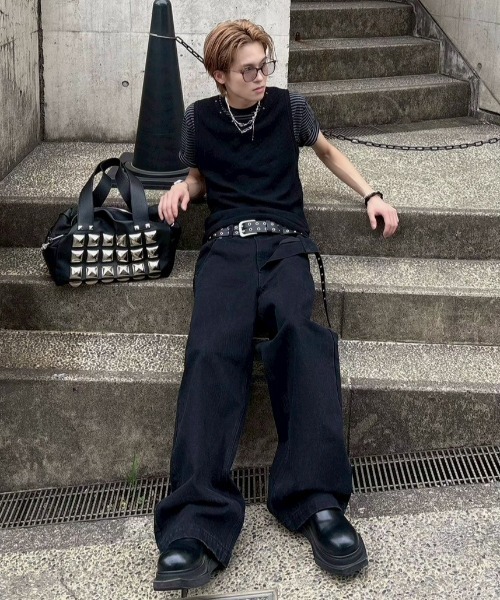 Never mind the XU / Chikashitsu+(ネバーマインド ザ エックスユー / チカシツプラス)の「【nmtc+】Studded Rib Tank Top / 【エヌエムティーシープラス】スタッズリブタンクトップ(タンクトップ・メンズ・ブラック/ホワイト/グレー・ONE SIZE)」の9枚目の写真