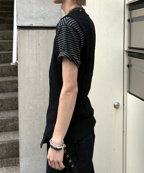 Never mind the XU / Chikashitsu+(ネバーマインド ザ エックスユー / チカシツプラス)の「【nmtc+】Studded Rib Tank Top / 【エヌエムティーシープラス】スタッズリブタンクトップ(タンクトップ・メンズ・ブラック/ホワイト/グレー・ONE SIZE)」の14枚目の写真