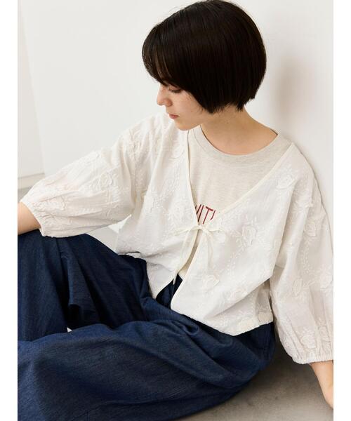 Samansa Mos2(サマンサ モスモス)の「【接触冷感】ロゴアソートプリントTシャツ(Tシャツ/カットソー・レディース・グリーン/オフホワイト/チャコールグレー/グレー・F)」の7枚目の写真