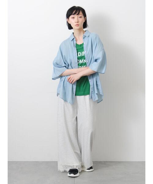 Samansa Mos2(サマンサ モスモス)の「【接触冷感】ロゴアソートプリントTシャツ(Tシャツ/カットソー・レディース・グリーン/オフホワイト/チャコールグレー/グレー・F)」の22枚目の写真