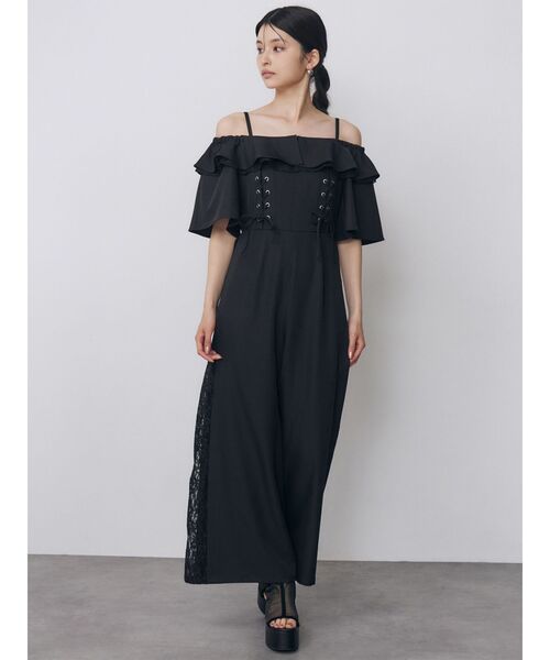 MURUA(ムルーア)の「【WEB限定】2WAYレースアップオールインワン 夏服(つなぎ/オールインワン・レディース・ブラック/グレー・FREE)」の4枚目の写真