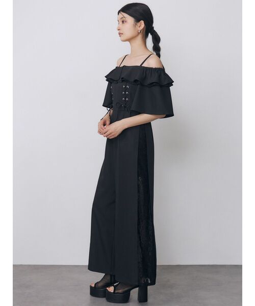 MURUA(ムルーア)の「【WEB限定】2WAYレースアップオールインワン 夏服(つなぎ/オールインワン・レディース・ブラック/グレー・FREE)」の3枚目の写真