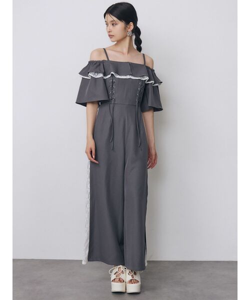 MURUA(ムルーア)の「【WEB限定】2WAYレースアップオールインワン 夏服(つなぎ/オールインワン・レディース・ブラック/グレー・FREE)」の20枚目の写真