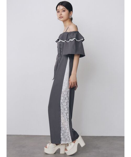 MURUA（ムルーア）の「【WEB限定】2WAYレースアップオールインワン　夏服（つなぎ/オールインワン・レディース・ブラック/グレー・FREE）」の22枚目の写真