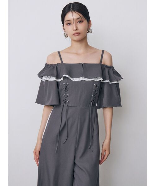 MURUA（ムルーア）の「【WEB限定】2WAYレースアップオールインワン　夏服（つなぎ/オールインワン・レディース・ブラック/グレー・FREE）」の20枚目の写真