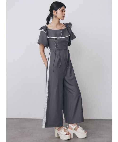 MURUA（ムルーア）の「【WEB限定】2WAYレースアップオールインワン　夏服（つなぎ/オールインワン・レディース・ブラック/グレー・FREE）」の15枚目の写真
