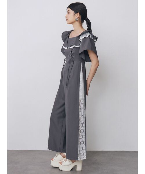 MURUA（ムルーア）の「【WEB限定】2WAYレースアップオールインワン　夏服（つなぎ/オールインワン・レディース・ブラック/グレー・FREE）」の14枚目の写真