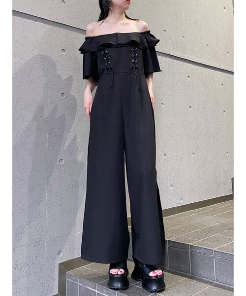 MURUA（ムルーア）の「【WEB限定】2WAYレースアップオールインワン　夏服（つなぎ/オールインワン・レディース・ブラック/グレー・FREE）」の13枚目の写真
