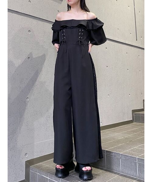 MURUA（ムルーア）の「【WEB限定】2WAYレースアップオールインワン　夏服（つなぎ/オールインワン・レディース・ブラック/グレー・FREE）」の12枚目の写真