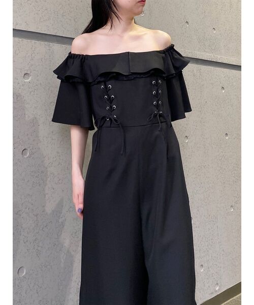 MURUA（ムルーア）の「【WEB限定】2WAYレースアップオールインワン　夏服（つなぎ/オールインワン・レディース・ブラック/グレー・FREE）」の9枚目の写真