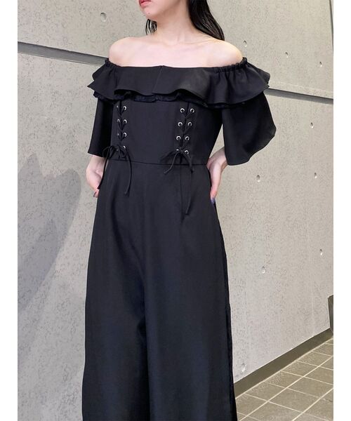 MURUA（ムルーア）の「【WEB限定】2WAYレースアップオールインワン　夏服（つなぎ/オールインワン・レディース・ブラック/グレー・FREE）」の8枚目の写真