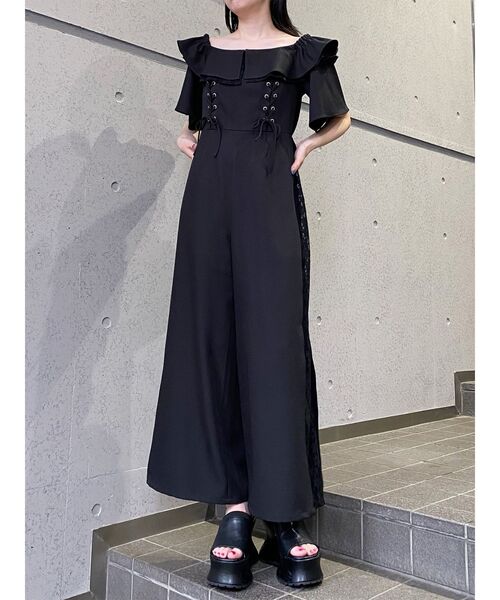 MURUA（ムルーア）の「【WEB限定】2WAYレースアップオールインワン　夏服（つなぎ/オールインワン・レディース・ブラック/グレー・FREE）」の7枚目の写真