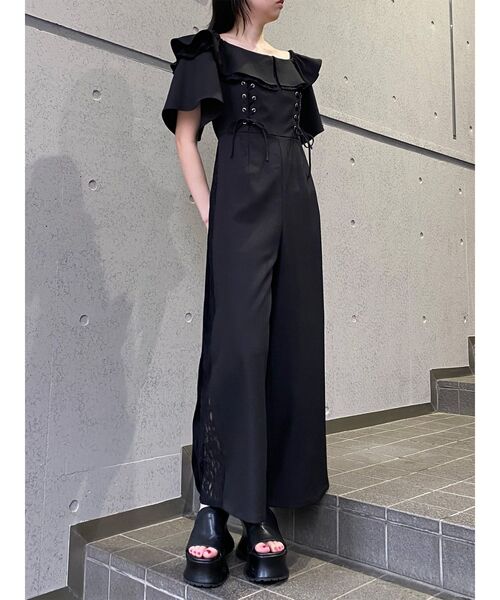 MURUA（ムルーア）の「【WEB限定】2WAYレースアップオールインワン　夏服（つなぎ/オールインワン・レディース・ブラック/グレー・FREE）」の6枚目の写真